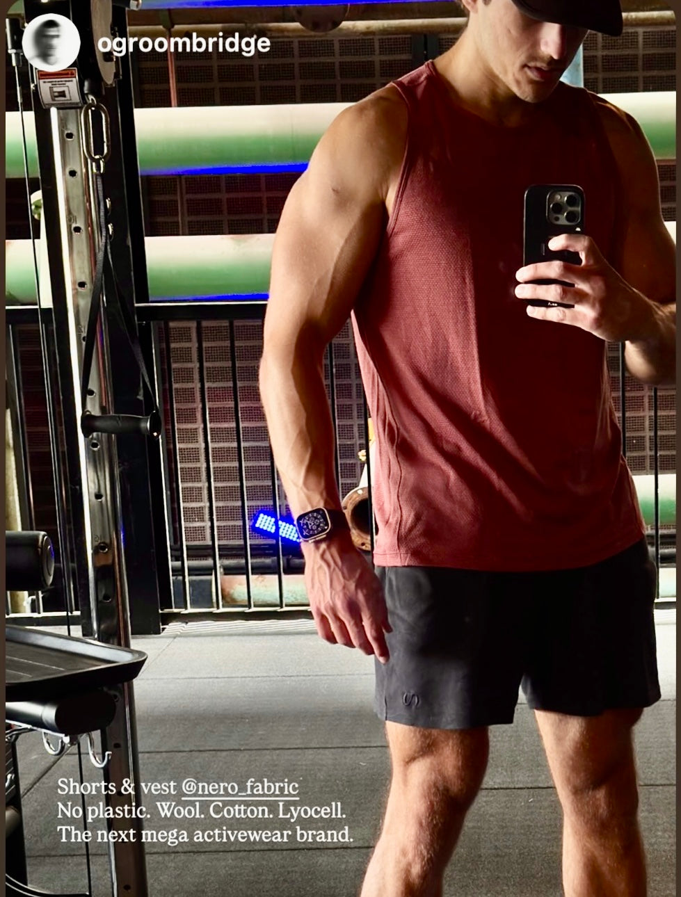 Customer wearing Nero merino liner shorts and training vest